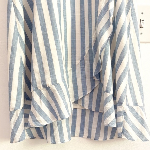 J. Crew Striped Faux Wrap Mini Dress Blue White Stripes - Picture 10 of 15